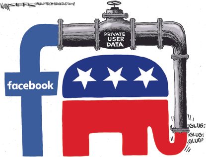 Political cartoon U.S. Facebook data harvesting Cambridge Analytica GOP