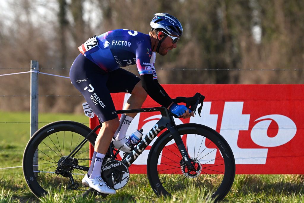 DOUR BELGIUM FEBRUARY 28 Giacomo Nizzolo of Italy and Team Israel Premier Tech competes during the 55th Grand Prix Le Samyn 2023 Mens Elite a 209km race from Quaregnon to Dour on February 28 2023 in Dour Belgium Photo by Luc ClaessenGetty Images