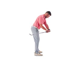 Josh Mayo demonstrating the incorrect takeaway position in the golf swing