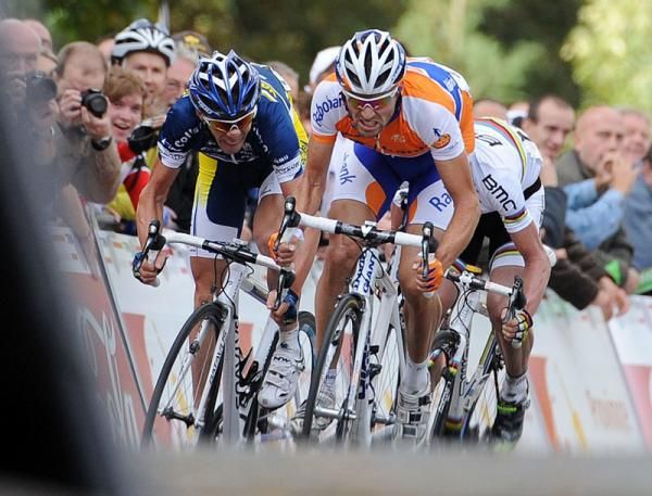 Paul Martens (Ger) Rabobank gets the jump on Ricco and Evans