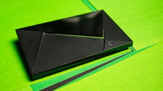 NVIDIA Shield TV Pro against green background