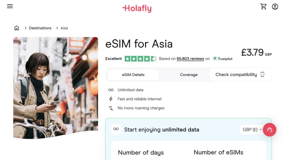 Holafly website screenshot (October 2025).
