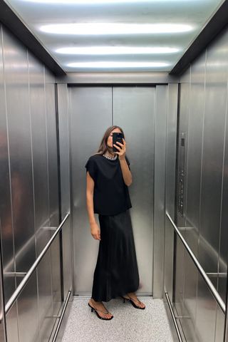 Satin Midi Skirt