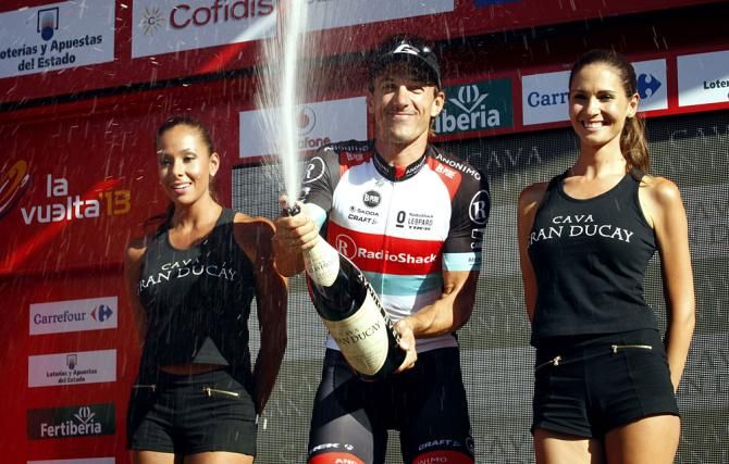Fabian Cancellara (RadioShack) celebrates his stage win in the Vuelta