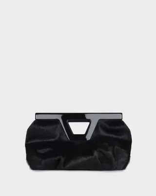 Georgia in Black Pony: Designer Clutch | Marina Raphael