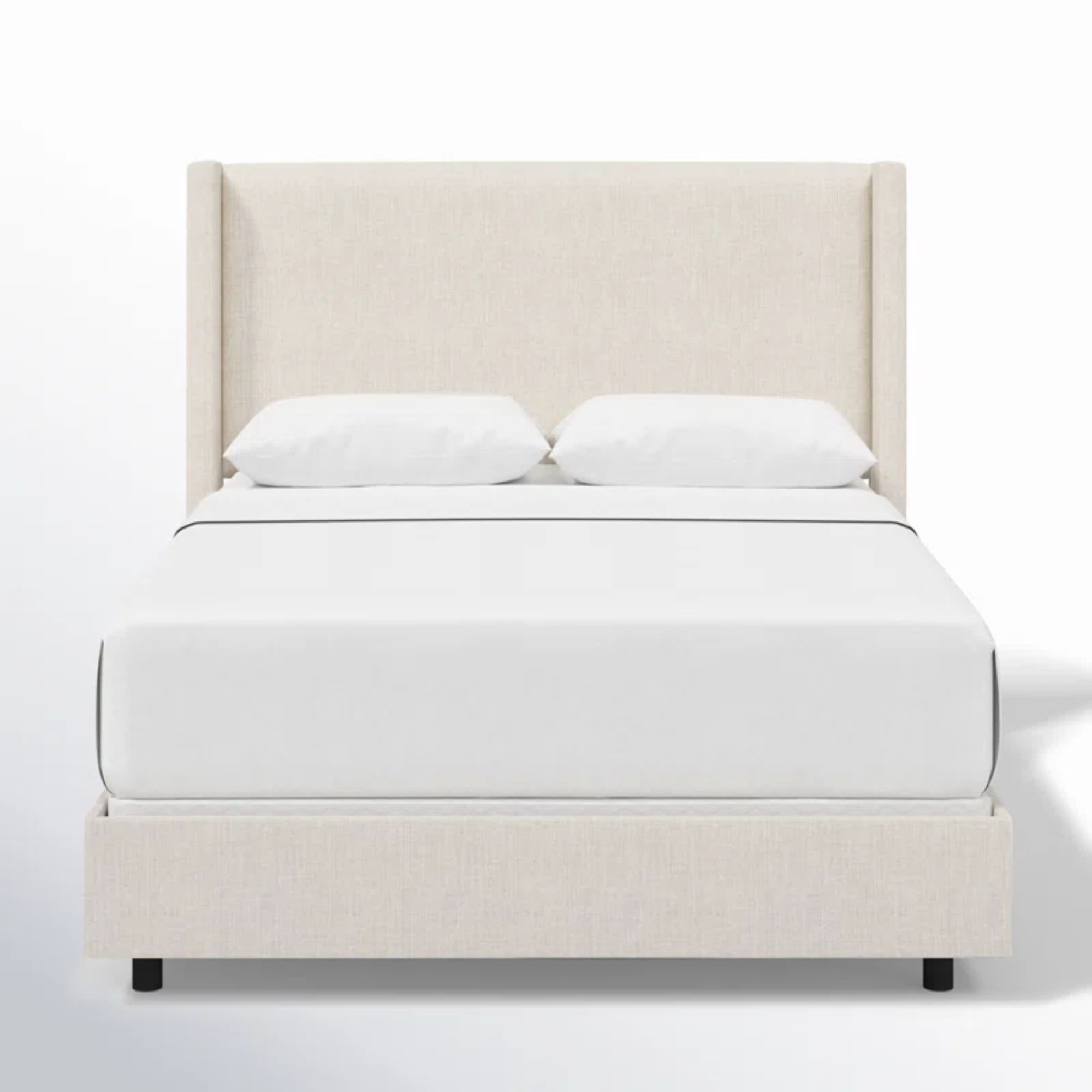 Classic Talc Linen Hanson Upholstered Wingback Bed