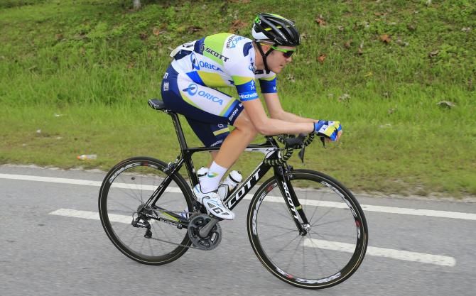 Meyer tucks in for his solo attempt toward Genting Highlands