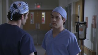 George confronting McDreamy outside of the OR