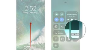 Launch Control Center, swipe up and down on the volume slider