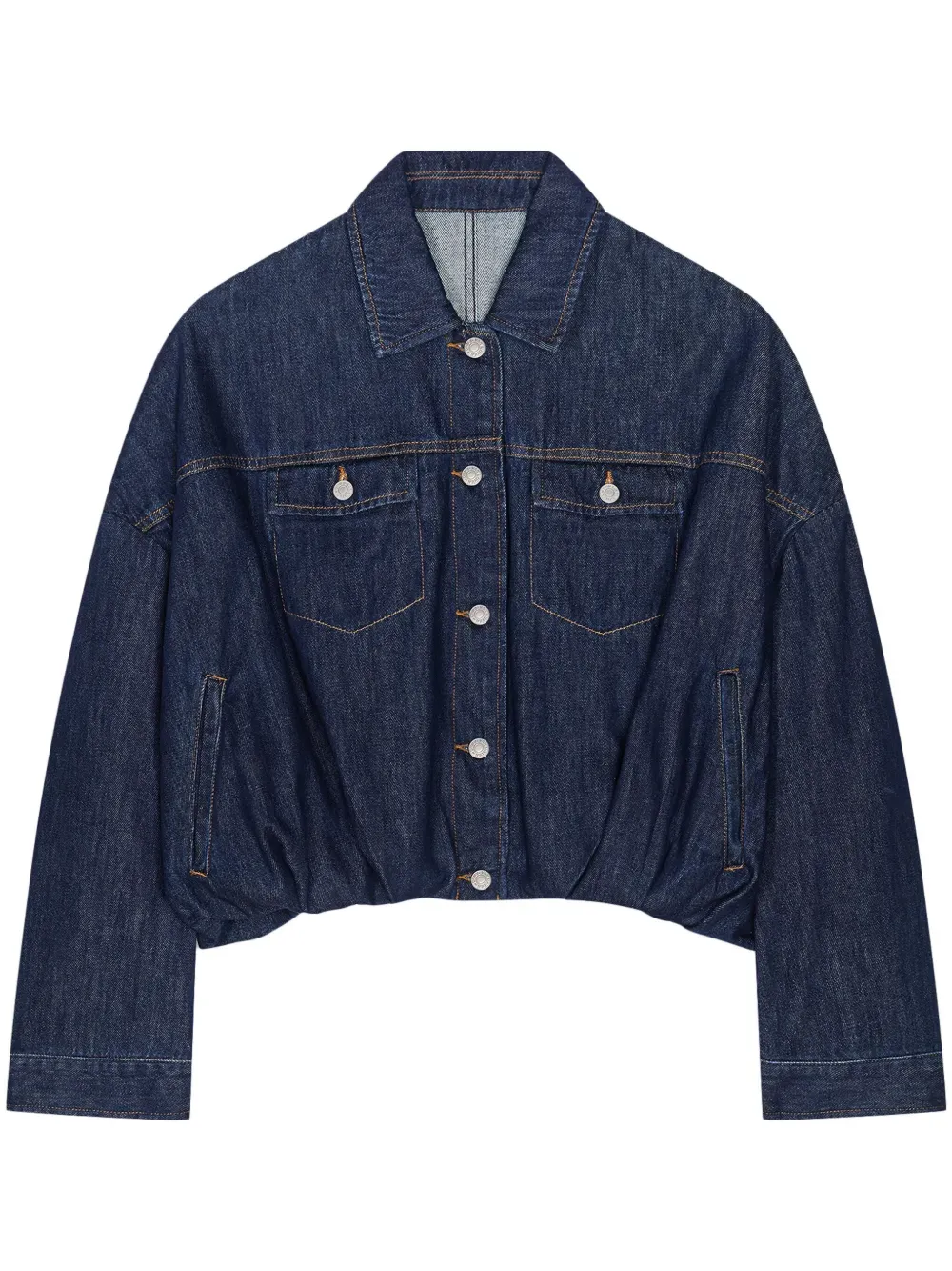 Puffball-Hem Denim Jacket