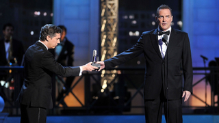 NEW YORK, NY - APRIL 28: (L-R) Chris Parnell and Norm MacDonald speak onstage at The Comedy Awards 2012 at Hammerstein Ballroom on April 28, 2012 in New York City. (Photo by Theo Wargo/Getty Images)