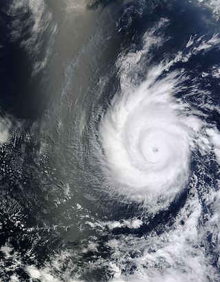 NASA's Terra satellite captured this visible image of Hurricane Emilia following Tropical Storm Daniel in the Eastern Pacific Ocean on July 9, 2012.
