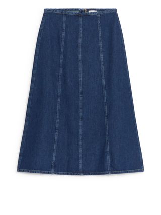 Flared Denim Skirt - Dark Blue - Arket Gb