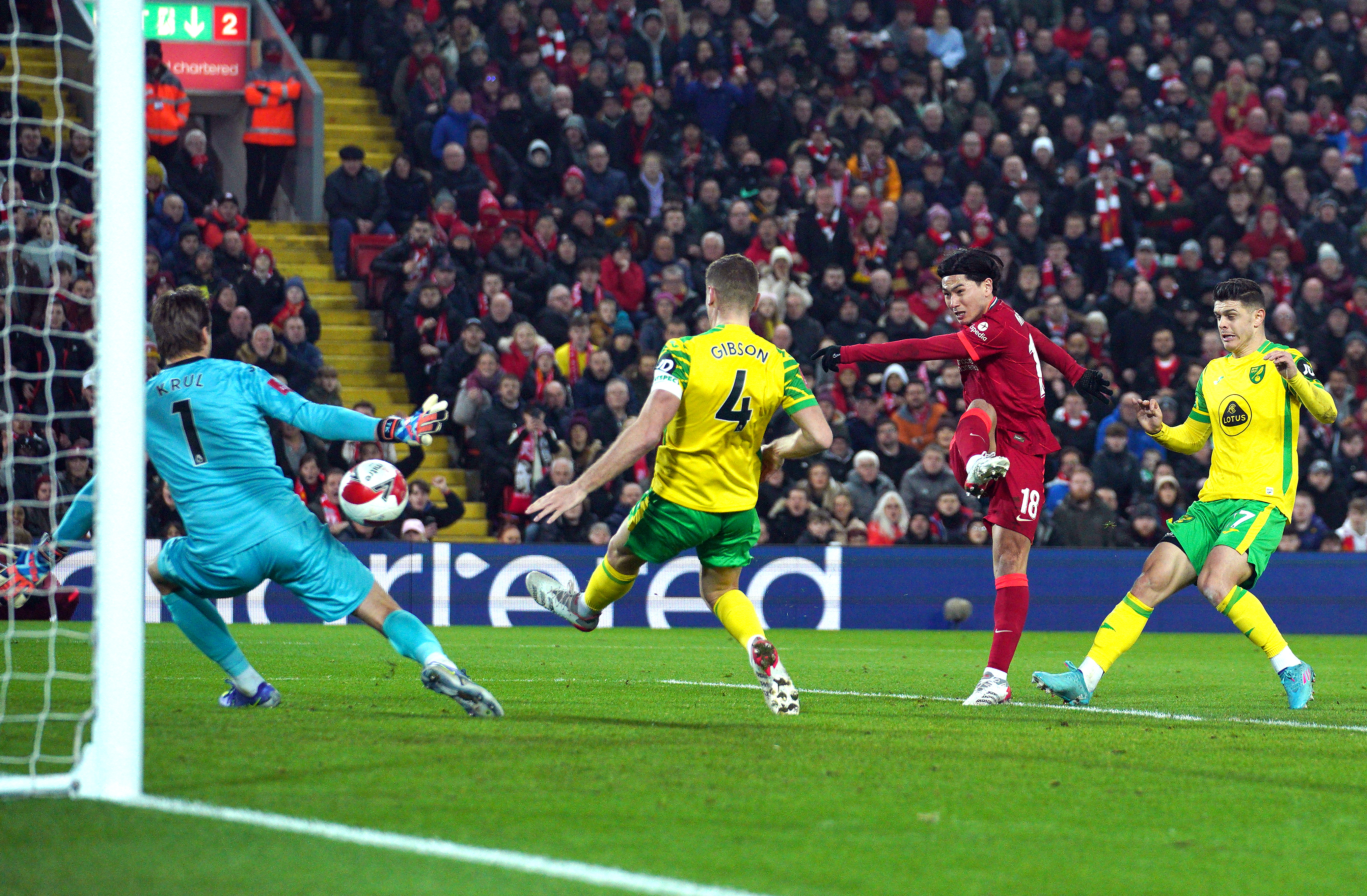 Takumi Minamino scores for Liverpool
