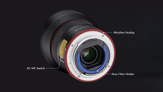 The Samyang AF 14mm F2.8 RF boasts weather sealing and an intriguing rear filter holder