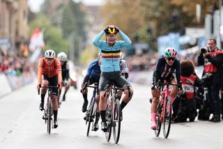 Picture by Alex WhiteheadSWpixcom 28092024 2024 UCI Road and Paracycling Road World Championships Zurich Switzerland Womens Elite Road Race Lotte Kopecky Belgium wins the Womens Elite Road Race to become back to back World Champion