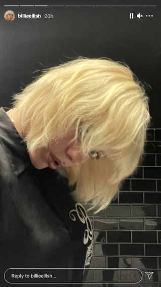 Billie Eilish haircut August 2021 Instagram story