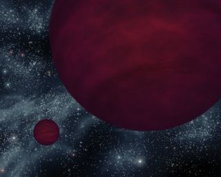 In this illustration, twin brown dwarfs orbit each other. Despite the name