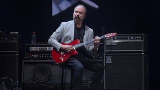 Daryl Stuermer from Genesis performs at U Arena on March 17, 2022 in Nanterre, France