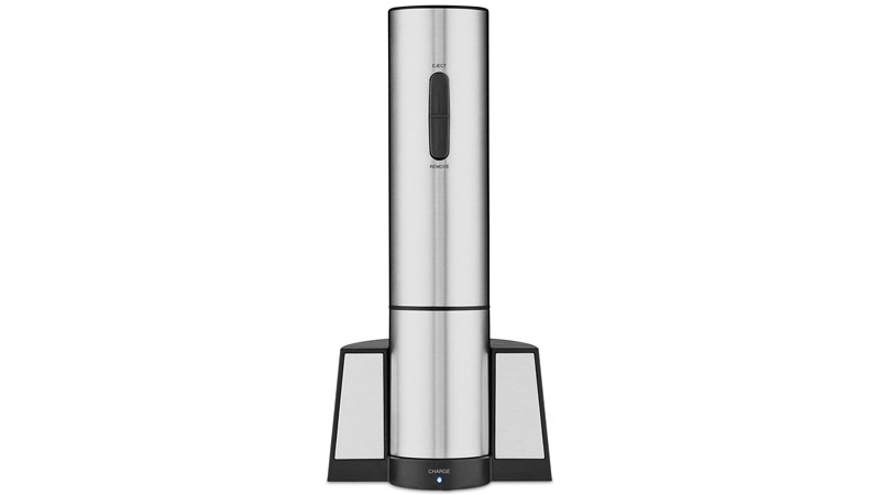 Stainless steel electric wine bottle opener.