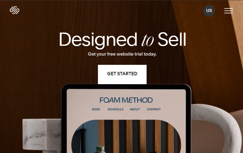 Screenshot of Squarespace website