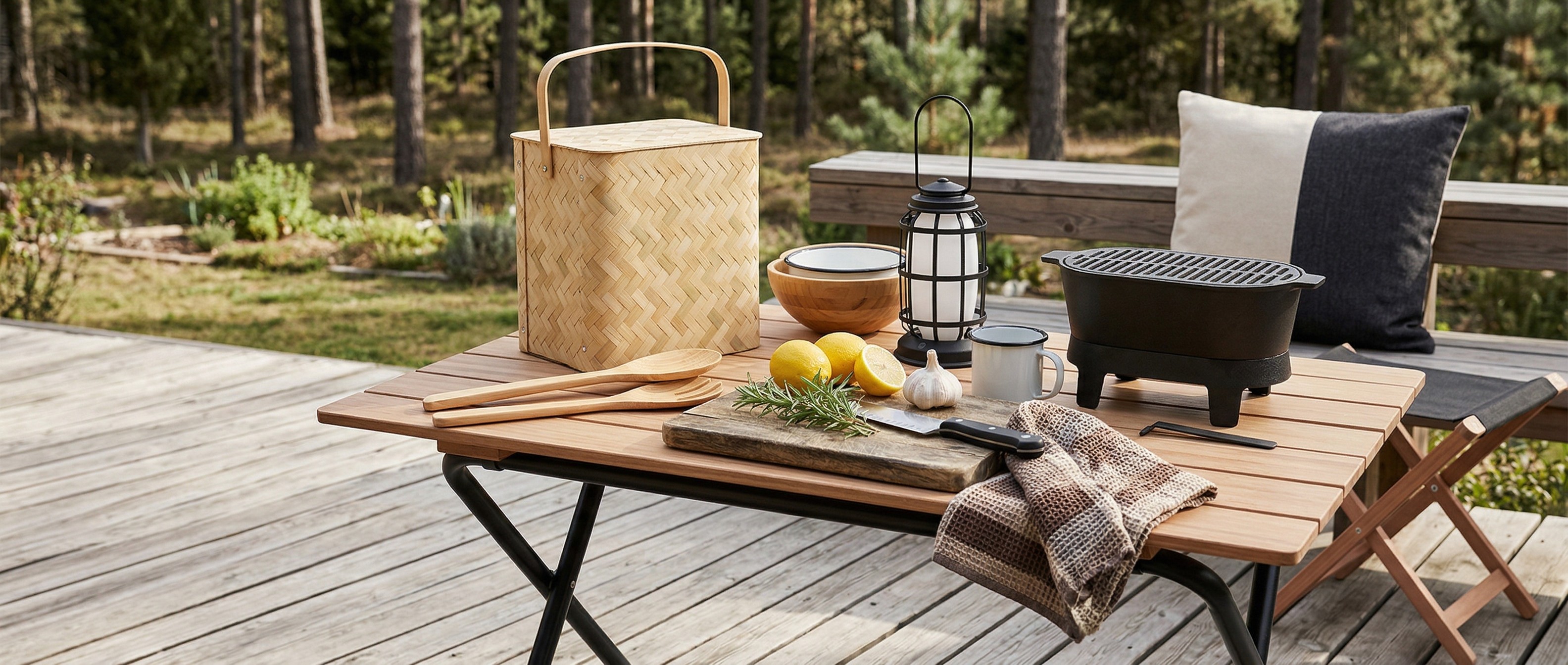 IKEA Soluppgang kitchenware arranged outdoors