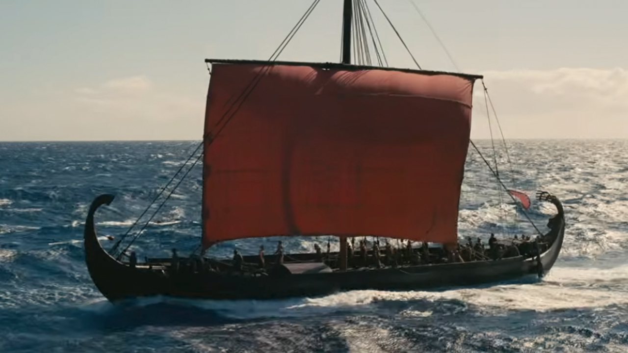 A ship at sail on the sea in The Odyssey