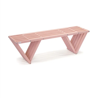 pink outdoor bench