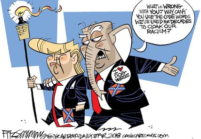 Political cartoon U.S. Trump racist comments GOP legacy