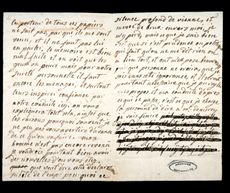 A photo of a partially-redacted page of a letter Marie Antoinette wrote to Fersen on January 4, 1792.