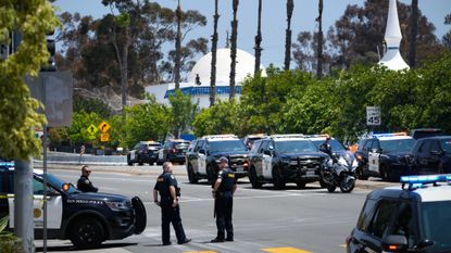 Police outside the Islamic Center of San Diego after shooting