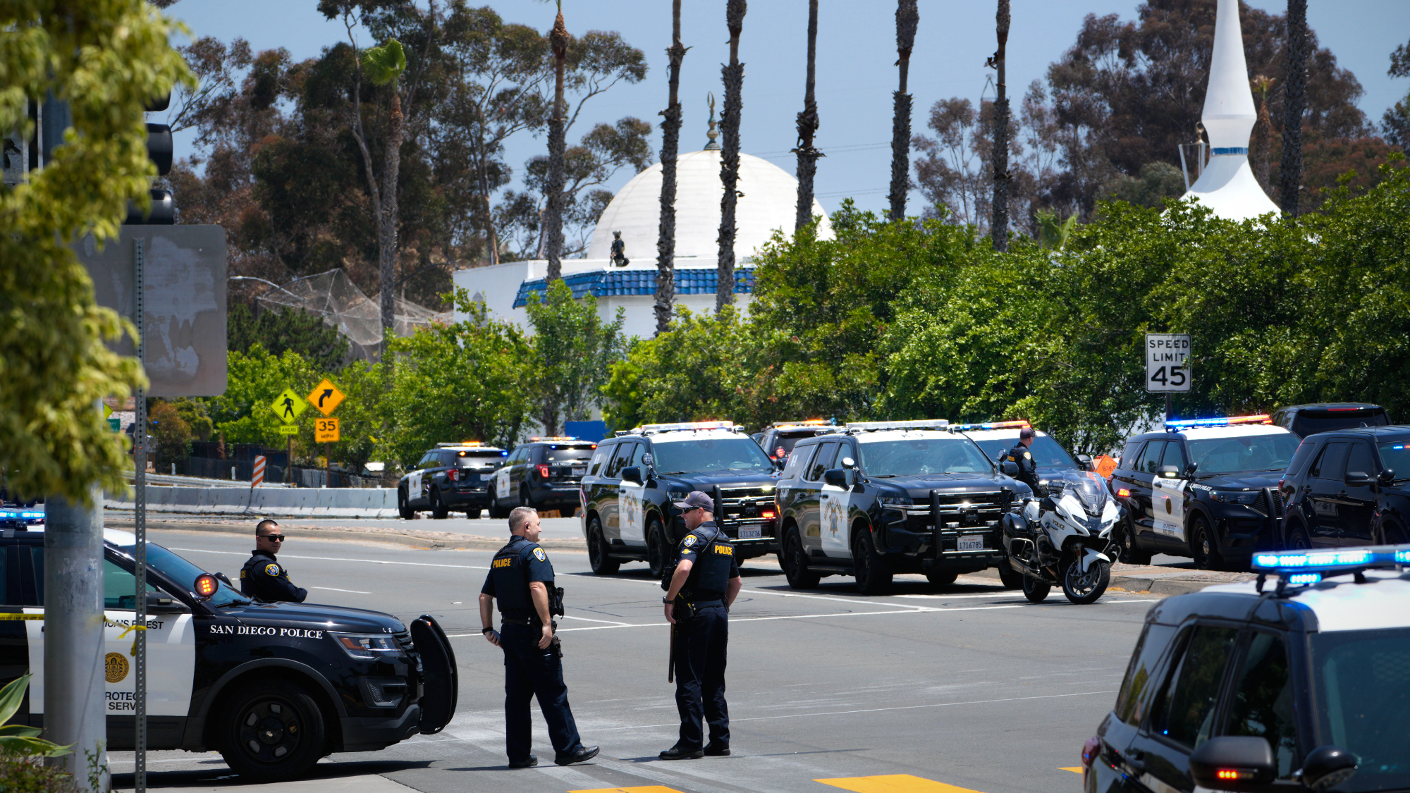 Police outside the Islamic Center of San Diego after shooting