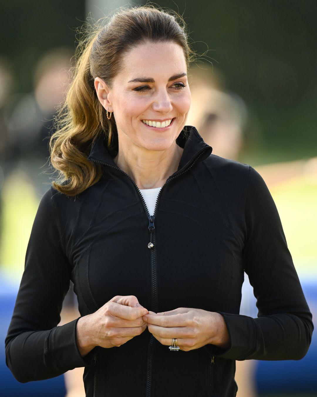 Kate Middleton wearing the Lululemon Define Jacket in Black Luon