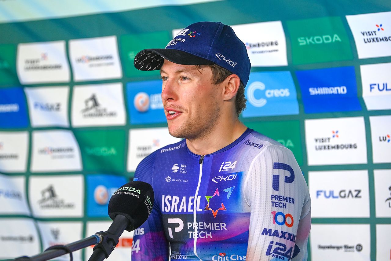 LUXEMBOURG LUXEMBOURG SEPTEMBER 20 Stage winner Corbin Strong of New Zealand and Team Israel Premier Tech meets the media press after the 83rd Skoda Tour Luxembourg 2023 Stage 1 a 1564km stage from Luxembourg to Luxembourg Kirchberg 350m UCIWT on September 20 2023 in Luxembourg Luxembourg Photo by Tim de WaeleGetty Images