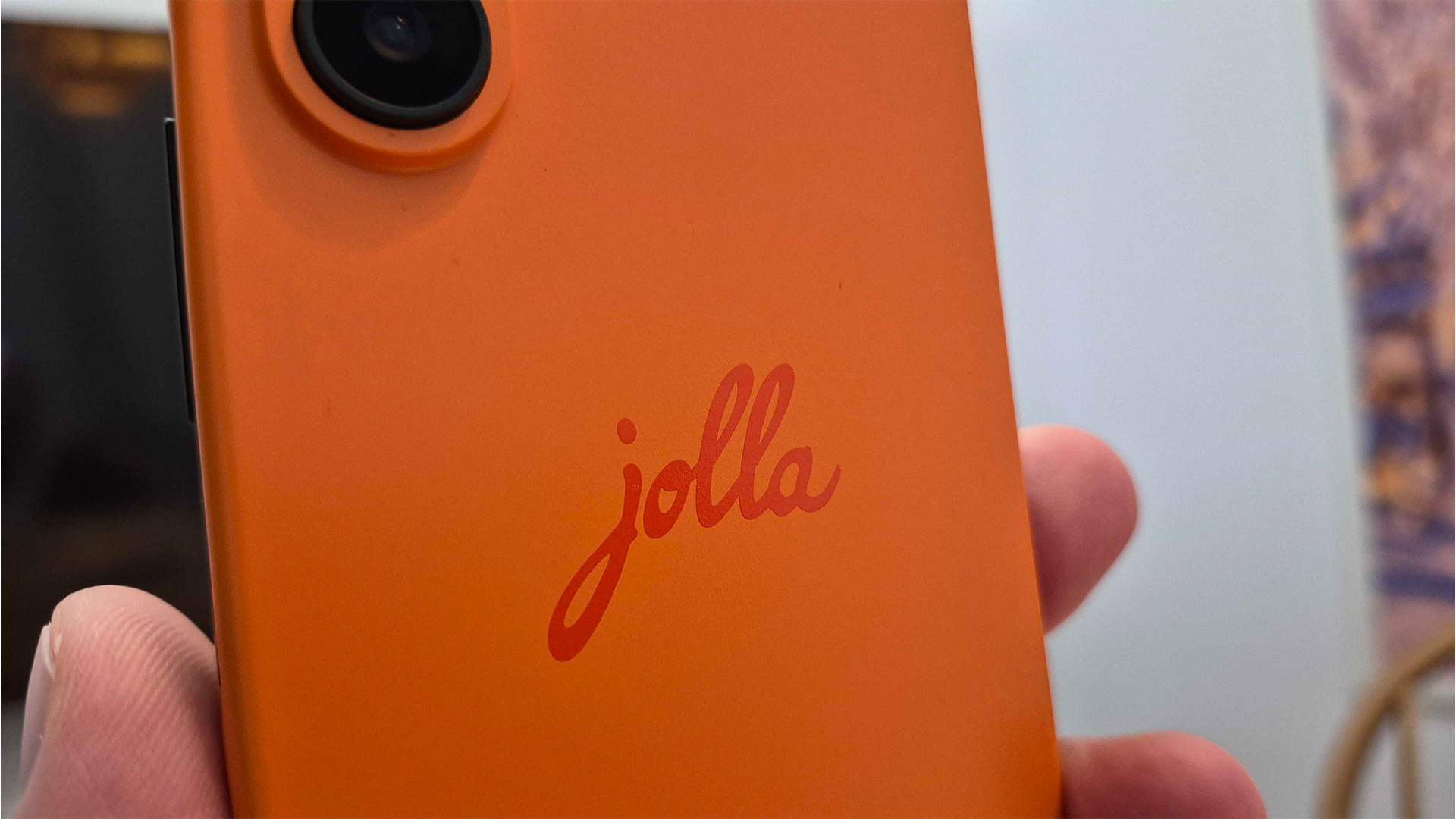 Jolla branding pictured on the back of the 2026 Jolla Phone at MWC in Barcelona, Spain.