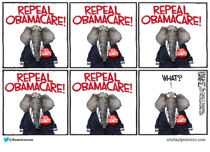 Political cartoon U.S. Obamacare repeal healthcare reform AHCA
