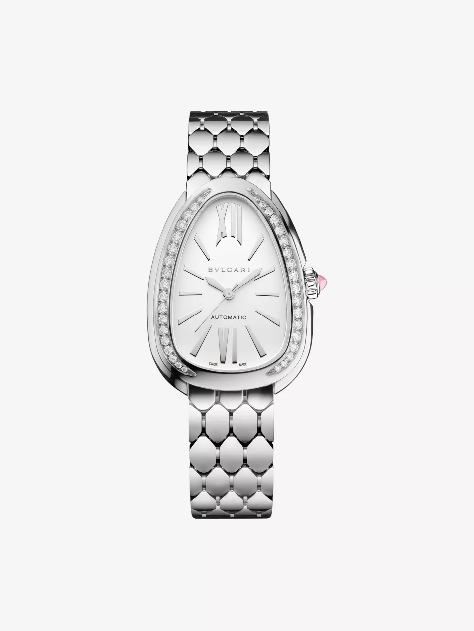 Serpenti Seduttori Diamond and Stainless-Steel Automatic Watch 34mm