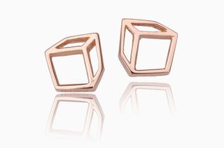 Small cuboid studs in 18-ct rose gold