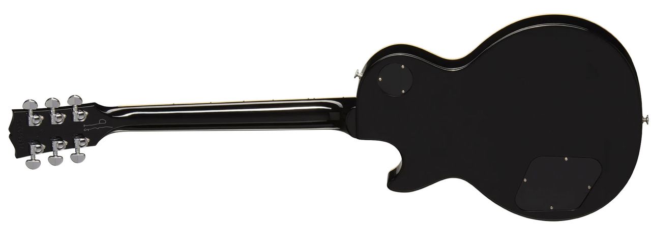 Gibson Noel Gallagher Les Paul Standard: By popular demand, the Oasis guitarist's signature custom LP is added to the mainline range, featuring the same dual P-90 configuration and the distinctive Ebony finish with the nickel poker chip switch washer.