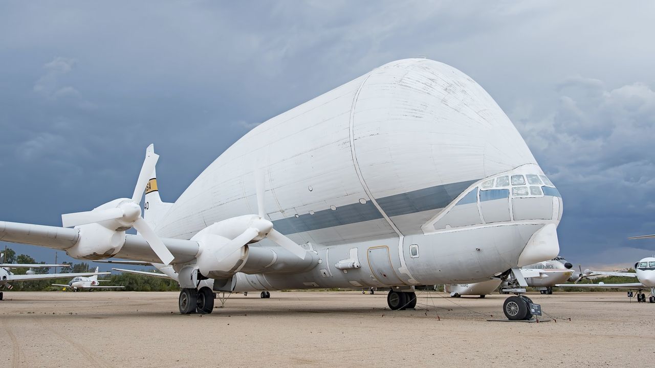 The first "Super Guppy," a NASA cargo plane, is now retired and on display at the Pima Air and Space Museum in Arizona.
