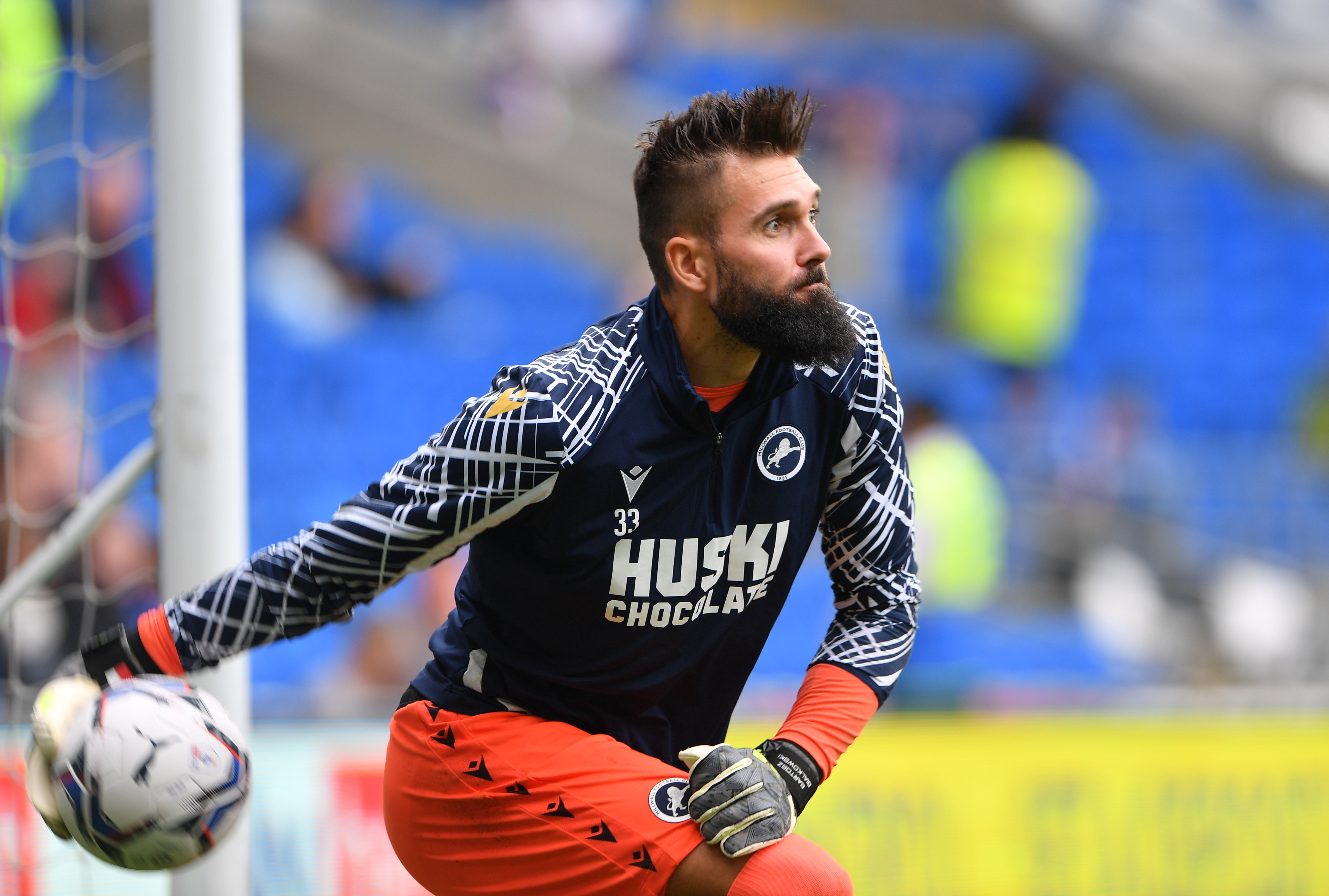 Goalkeeper Bartosz Bialkowski Millwall Thumps Ball Editorial Stock