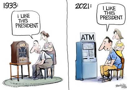 Political Cartoon U.S. fdr biden covid stimulus