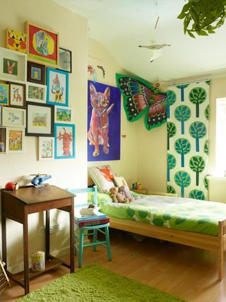 A bright toned bedroom and playroom