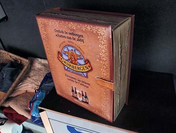 Beer in a big bible in Houffalize.