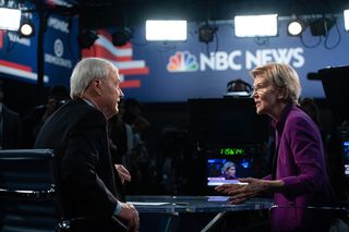 Chris Matthews interviews Sen. Elizabeth Warren (D-Mass.) following the first Democratic presidential debate. 