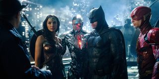 J.K. Simmons, Gal Gadot, Ray Fisher, Ben Affleck, and Ezra Miller in Justice League