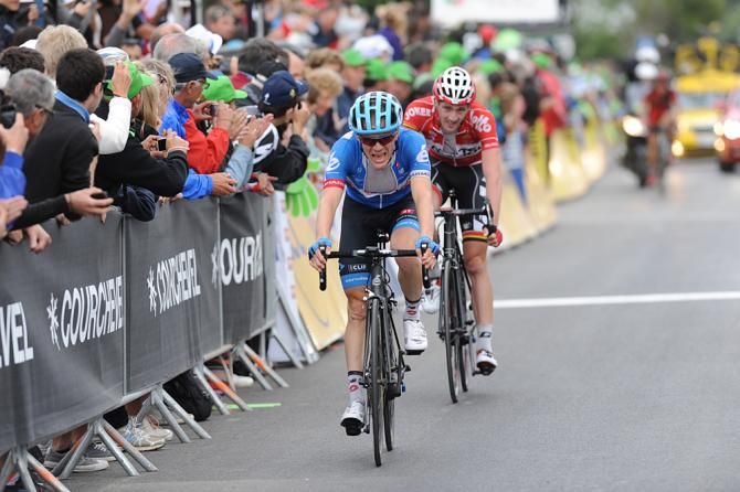 Andrew Talansky (Garmin-Sharp) crosses the finish line of stage 8
