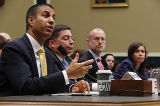 FCC chairman Ajit Pai (l.) said his plan for dual use of C-band spectrum "creates an opportunity for a consumer-friendly transition."