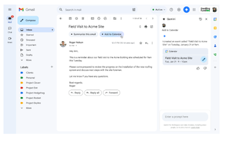 Screenshot of Gemini AI in gmail