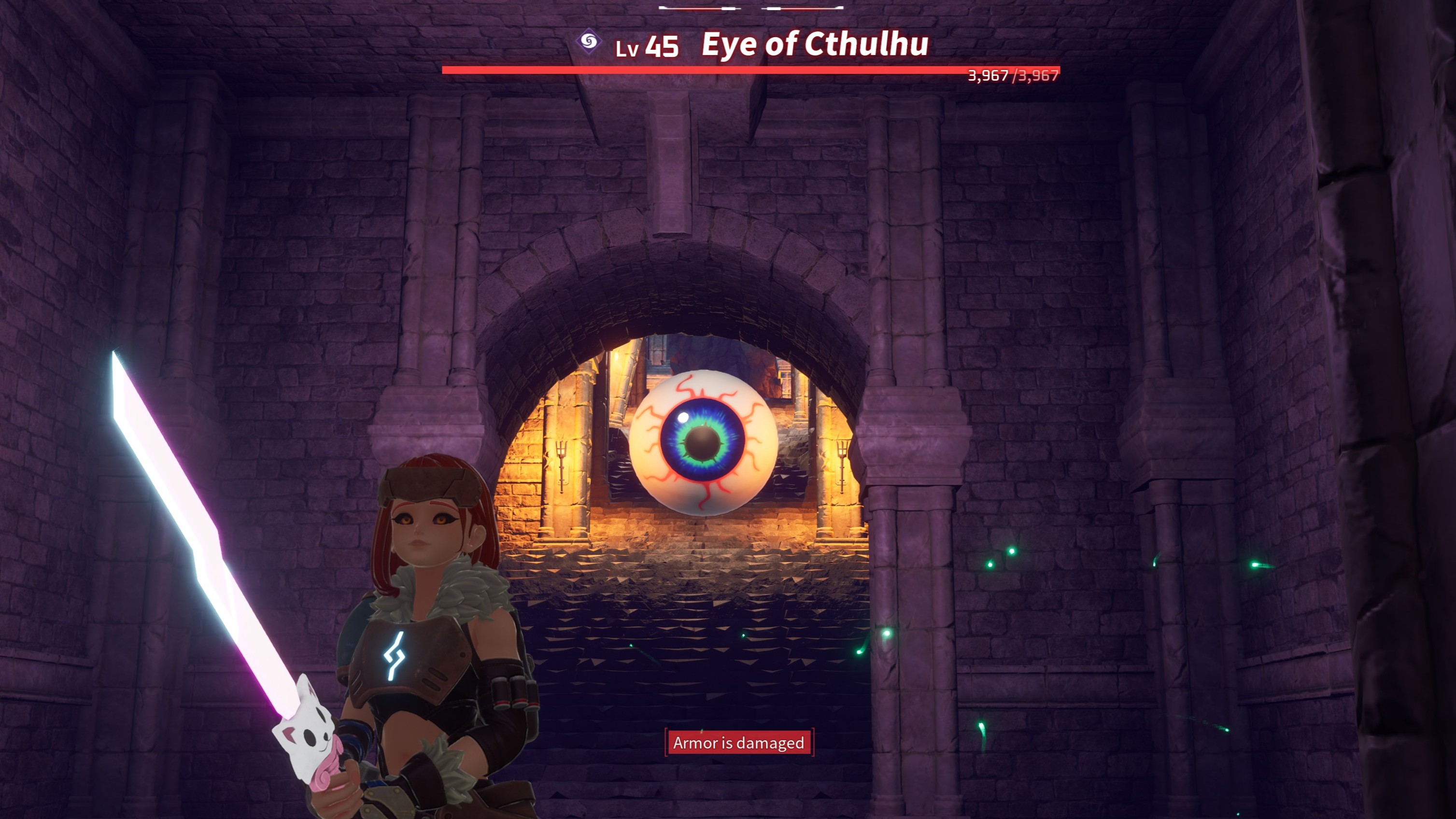The Eye of Cthulhu boss in Palworld, part of the Sealed Realm of Terraria Dungeon.